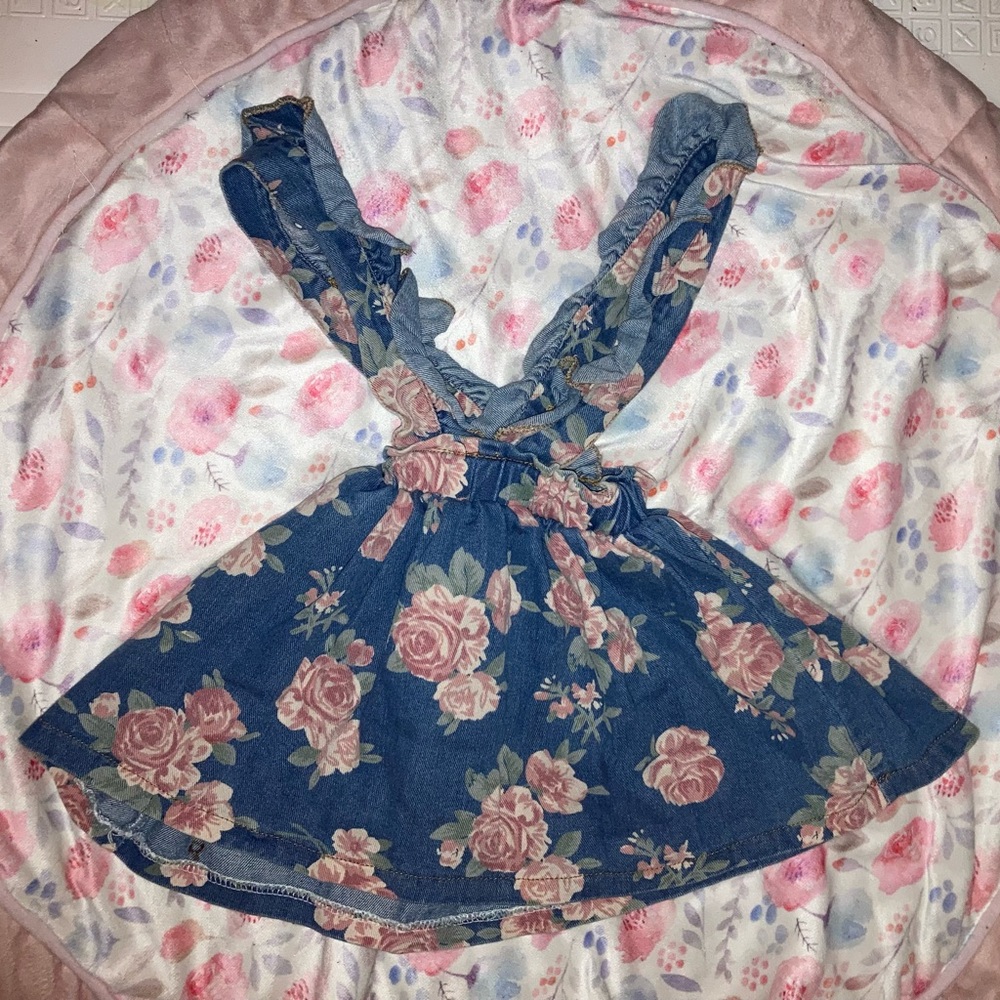 Denim flower pattern overall jumper